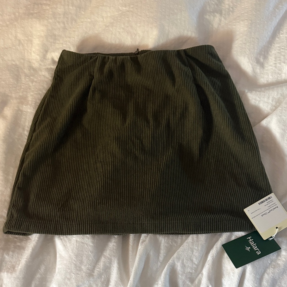 HALARA Dark Green Corduroy Mini Skirt